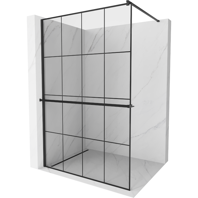 Mexen Kioto+ paroi de douche avec étagère Walk-in 140 x 200 cm, grille noire, noire - 800-140-121-70-77