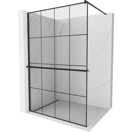 Mexen Kioto+ paroi de douche avec étagère Walk-in 140 x 200 cm, grille noire, noire - 800-140-121-70-77