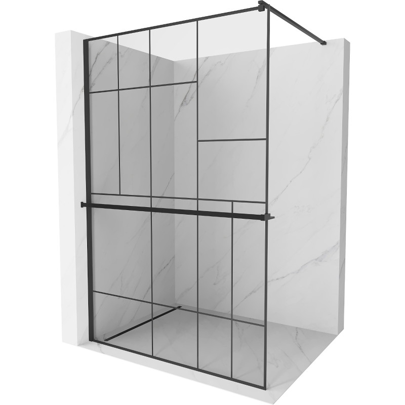 Mexen Kioto+ paroi de douche avec étagère Walk-in 80 x 200 cm, motif noir, noire - 800-080-121-70-78