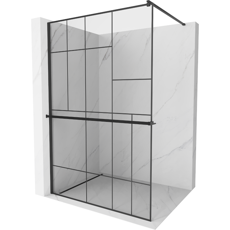 Mexen Kioto+ paroi de douche avec étagère Walk-in 90 x 200 cm, motif noir, noir - 800-090-121-70-78