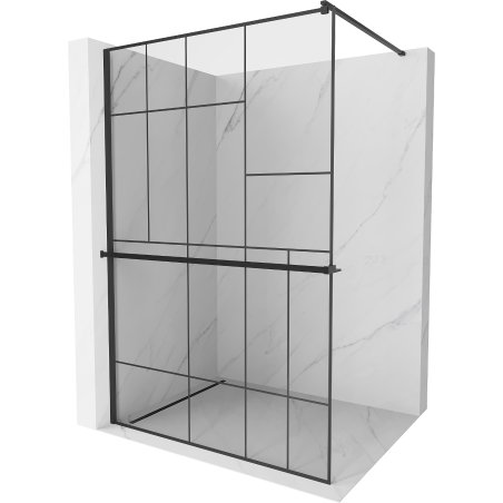Mexen Kioto+ paroi de douche avec étagère Walk-in 90 x 200 cm, motif noir, noir - 800-090-121-70-78