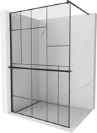 Mexen Kioto+ paroi de douche avec étagère Walk-in 120 x 200 cm, motif noir, noir - 800-120-121-70-78