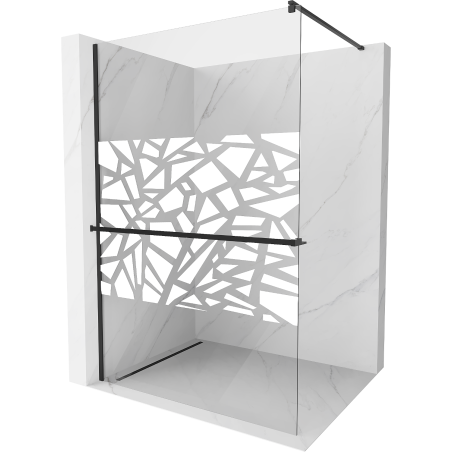 Mexen Kioto+ paroi de douche avec étagère Walk-in 130 x 200 cm, motif blanc, noir - 800-130-121-70-85