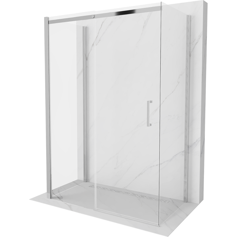 Mexen Omega-3S cabine de douche à 3 parois, coulissante 140 x 80 cm, transparent, chrome - 825-140-080-01-00-3S