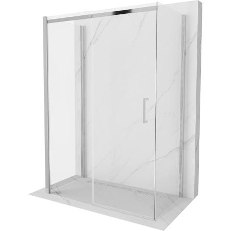 Mexen Omega-3S cabine de douche à 3 parois, coulissante 140 x 80 cm, transparent, chrome - 825-140-080-01-00-3S