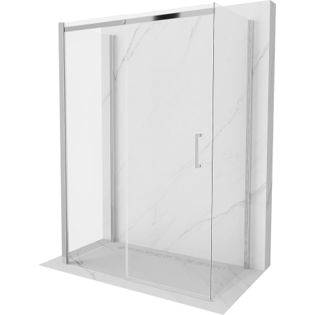 Mexen Omega cabine de douche à 3 côtés, coulissante 140 x 80 cm, transparent, chrome - 825-140-080-01-00-3S
