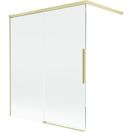 Mexen Rox paroi de baignoire coulissante 2 volets 140 x 150 cm, transparent, doré brossé - 8C9-140-003-55-00