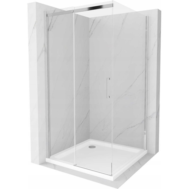 Mexen Omega cabine de douche coulissante 100 x 100 cm, transparent, chrome + receveur plat - 825-100-100-01-00-4010