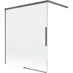Mexen Rox paroi de douche coulissante à 2 volets 140 x 150 cm, transparent, gris canon brossé - 8C9-140-003-66-00