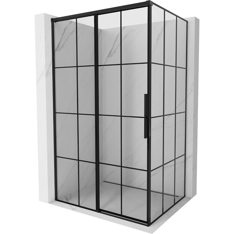 Mexen Rox cabine de douche coulissante à gauche 150 x 90 cm, grille noire, noire - 8C2-150-090-75-77-L - 8C2-150-090-70-77-L