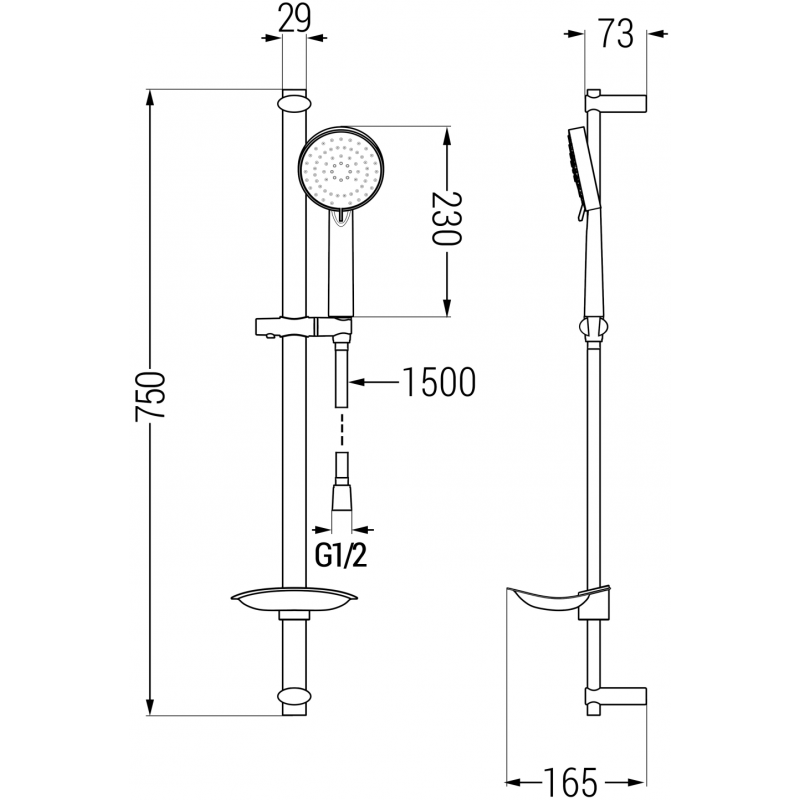 Mexen DB75 ensemble de douche coulissant, chromé - 785754584-00