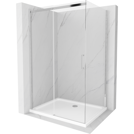 Mexen Omega cabine de douche coulissante 120 x 90 cm, transparente, chrome + receveur de douche Flat - 825-120-090-01-00-4010