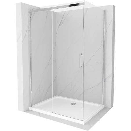 Mexen Omega cabine de douche coulissante 120 x 100 cm, transparente, chromée + receveur Flat - 825-120-100-01-00-4010