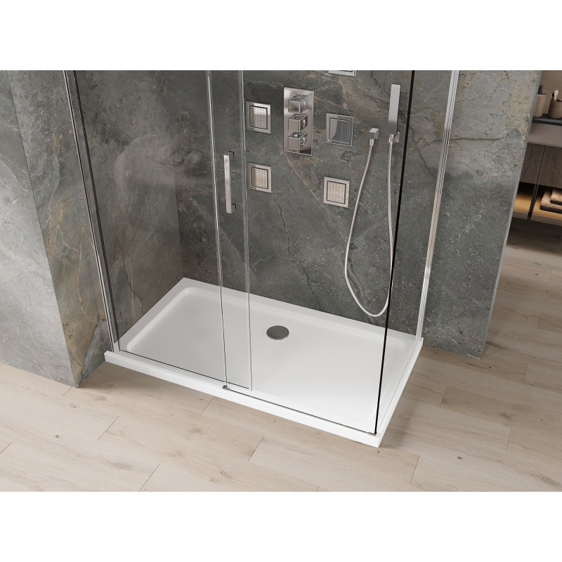 Mexen Omega cabine de douche coulissante 130 x 70 cm, transparent, chrome + bac à douche plat - 825-130-070-01-00-4010