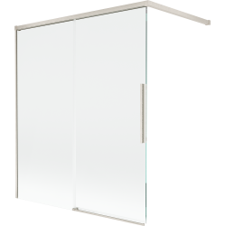 Mexen Rox paroi de baignoire à deux panneaux coulissants 140 x 150 cm, transparent, nickel brossé - 8C9-140-003-97-00