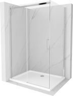Mexen Omega cabine de douche coulissante 130 x 80 cm, transparent, chrome + receveur Flat - 825-130-080-01-00-4010