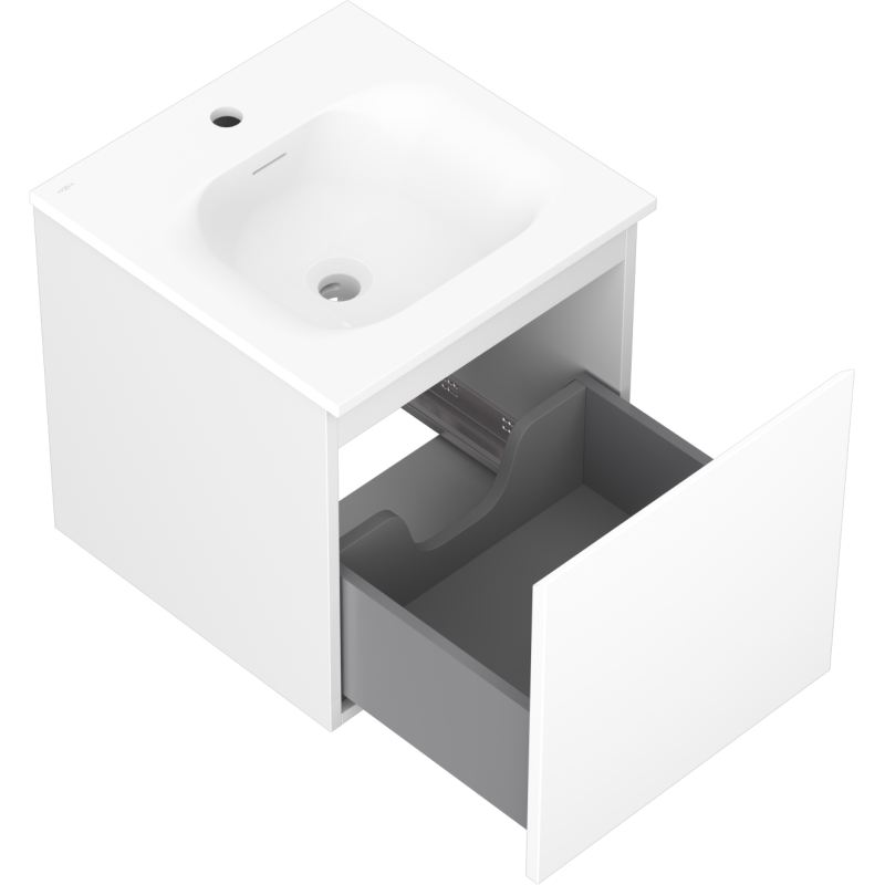 Mexen Orio meuble de salle de bain 45 cm avec lavabo Vela, 1 tiroir, blanc mat - 91A10-04547-1-BF01-W23M01