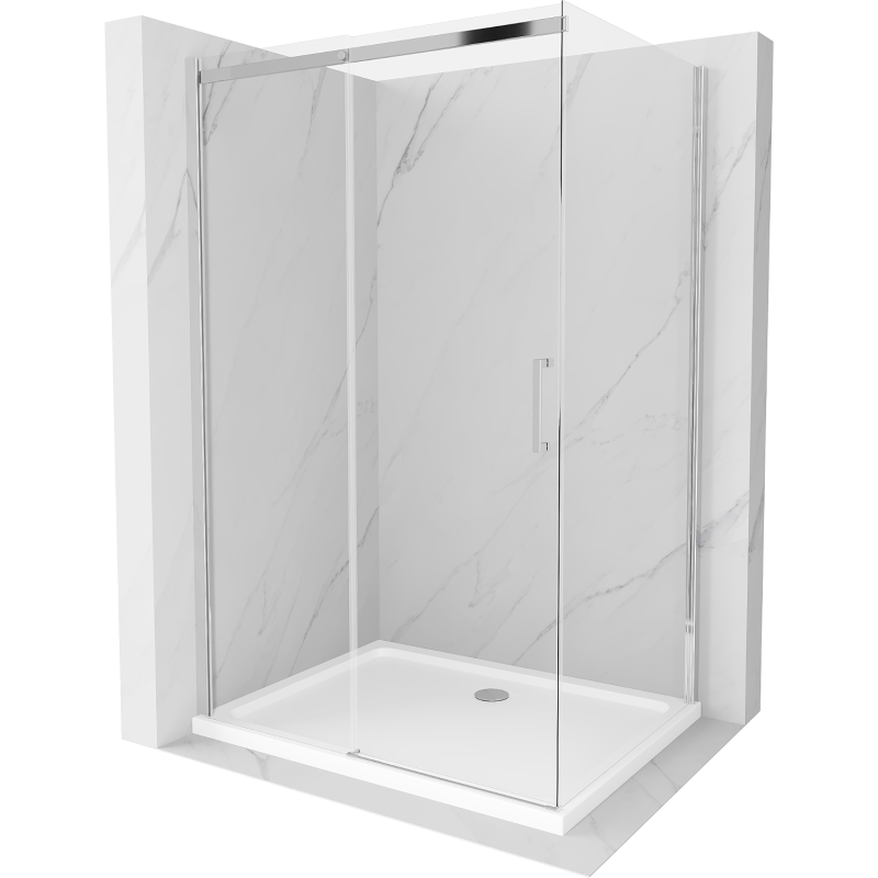 Mexen Omega cabine de douche coulissante 130 x 100 cm, transparent, chromé + receveur Flat - 825-130-100-01-00-4010