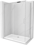 Cabine de douche coulissante Mexen Omega 140 x 70 cm, transparent, chrome + receveur Plat - 825-140-070-01-00-4010