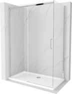 Mexen Omega cabine de douche coulissante 140 x 70 cm, transparent, chrome + bac à douche Flat - 825-140-070-01-00-4010