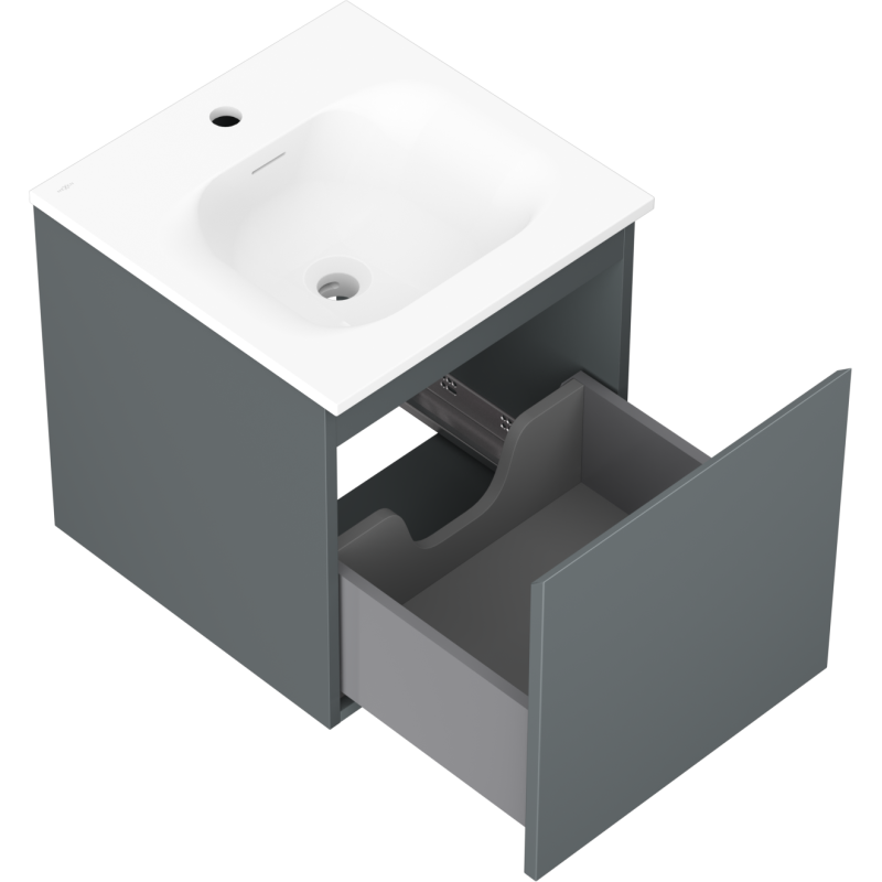 Mexen Orio meuble de salle de bain 45 cm avec lavabo Vela, 1 tiroir, graphite mat/blanc mat - 91A10-04547-1-BF66-W23M01