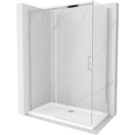 Mexen Omega cabine de douche coulissante 140 x 80 cm, transparent, chromé + receveur Plat - 825-140-080-01-00-4010