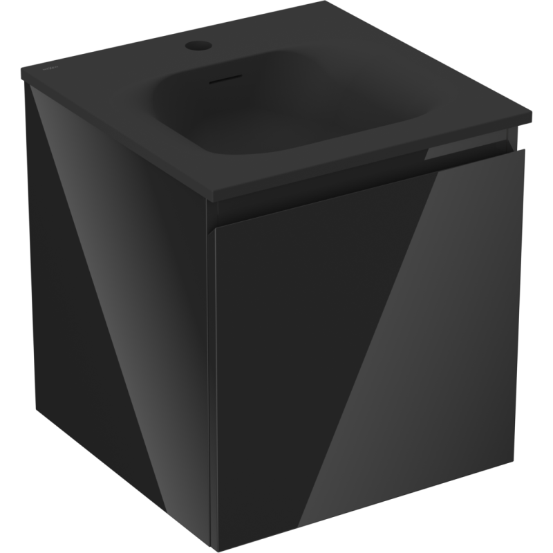 Mexen Orio armoire de salle de bains 45 cm avec lavabo Vela, 1 tiroir, noir brillant/noir mat - 91A10-04547-1-BF70-W23M71