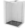 Mexen Omega cabine de douche coulissante 100 x 80 cm, transparent, chrome + receveur Flat, noir - 825-100-080-01-00-4070