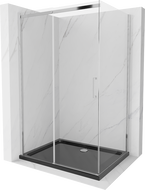 Mexen Omega cabine de douche coulissante 100 x 80 cm, transparent, chrome + receveur Flat, noir - 825-100-080-01-00-4070