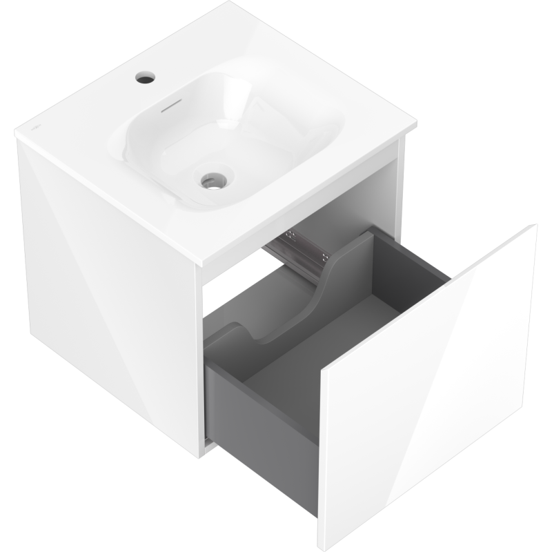 Mexen Orio armoire de salle de bain 50 cm avec lavabo Vela, 1 tiroir, blanc brillant - 91A10-05047-1-BF00-W23M00