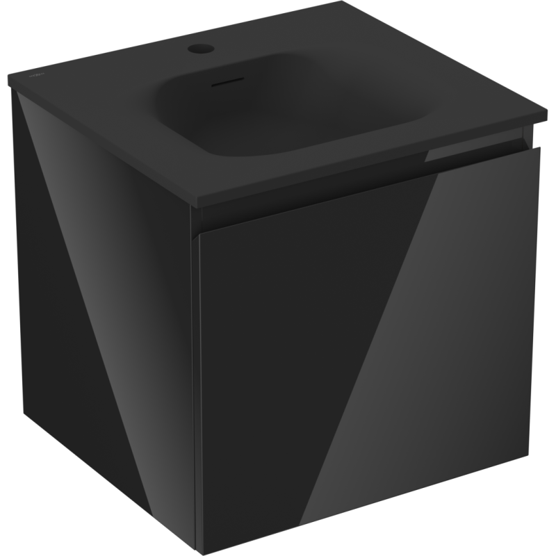 Mexen Orio meuble de salle de bains 50 cm avec lavabo Vela, 1 tiroir, noir brillant/noir mat - 91A10-05047-1-BF70-W23M71