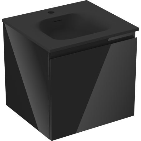 Mexen Orio armoire de salle de bains 50 cm avec lavabo Vela, 1 tiroir, noir brillant/noir mat - 91A10-05047-1-BF70-W23M71