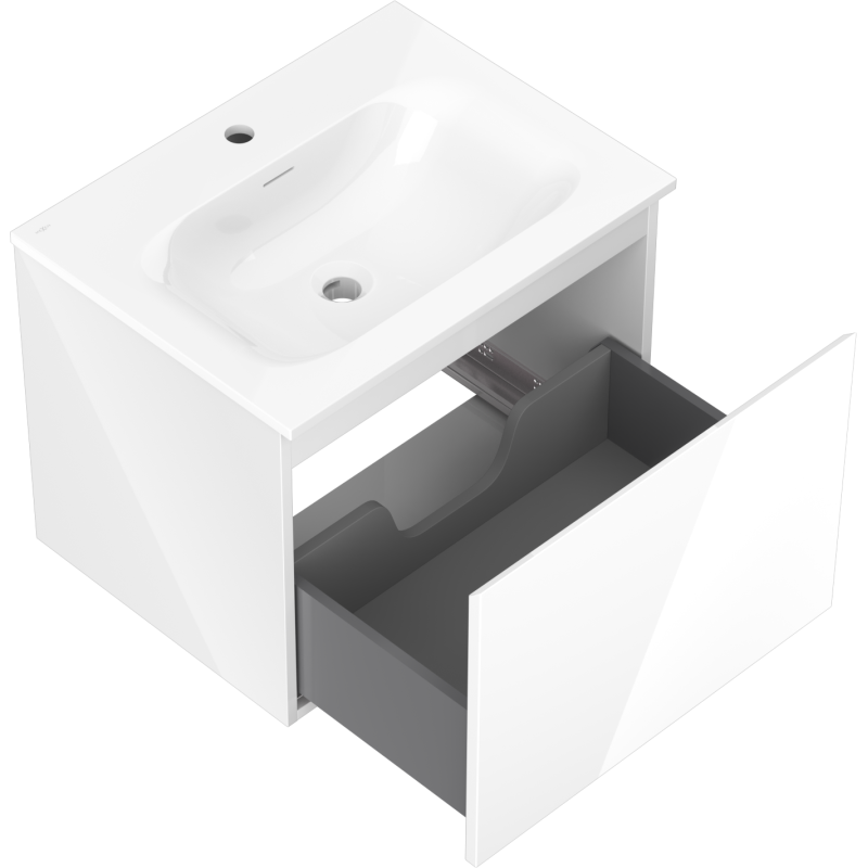Mexen Orio armoire de salle de bain 60 cm avec lavabo Vela, 1 tiroir, blanc brillant - 91A10-06047-1-BF00-W23M00