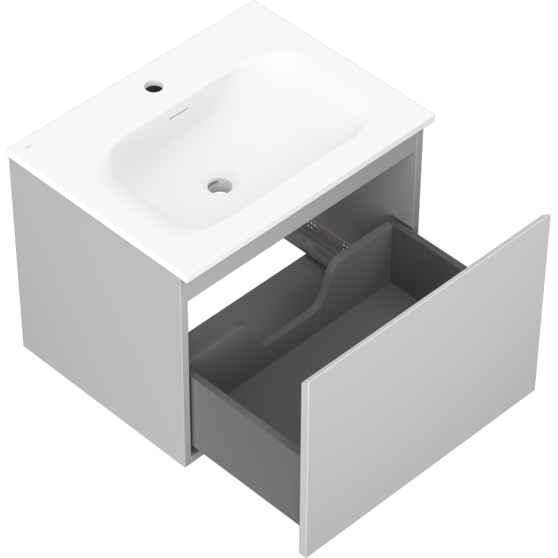 Mexen Orio meuble de salle de bains 60 cm avec lavabo Vela, 1 tiroir, gris mat/blanc mat - 91A10-06047-1-BF62-W23M01