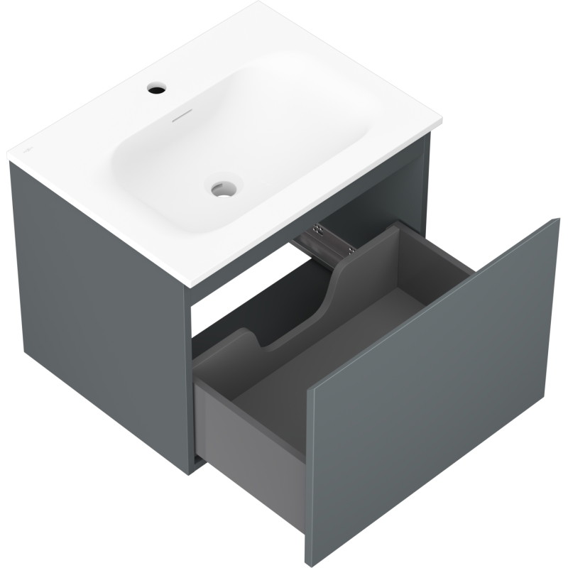 Mexen Orio armoire de salle de bain 60 cm avec lavabo Vela, 1 tiroir, graphite mat/blanc mat - 91A10-06047-1-BF66-W23M01