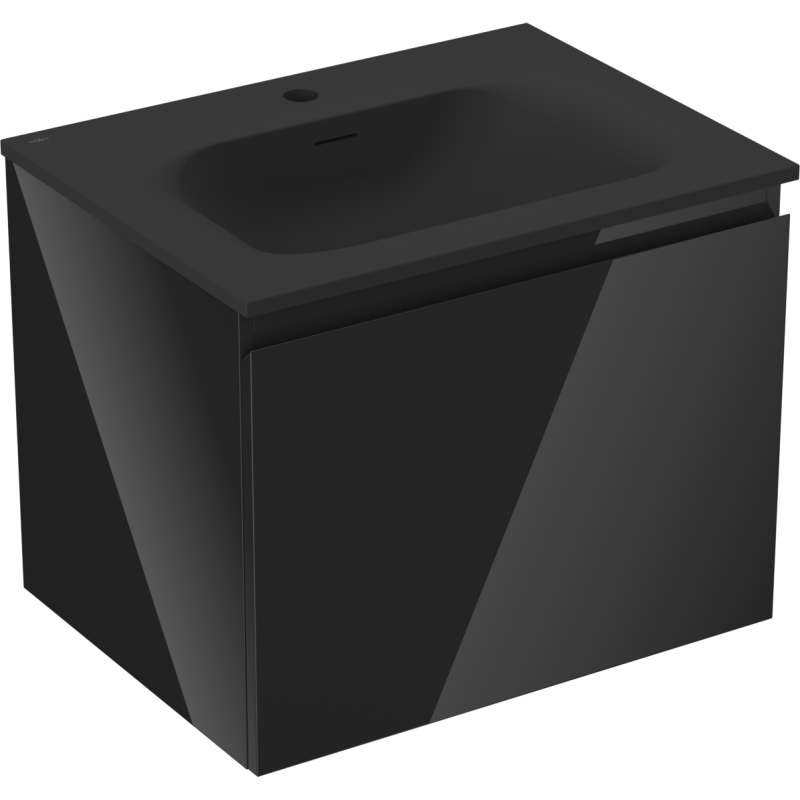 Mexen Orio meuble de salle de bain 60 cm avec lavabo Vela, 1 tiroir, noir brillant/noir mat - 91A10-06047-1-BF70-W23M71
