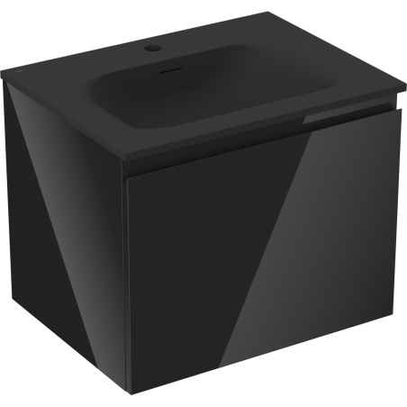 Mexen Orio meuble de salle de bain 60 cm avec lavabo Vela, 1 tiroir, noir brillant/noir mat - 91A10-06047-1-BF70-W23M71