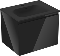 Mexen Orio meuble de salle de bain 60 cm avec lavabo Vela, 1 tiroir, noir brillant/noir mat - 91A10-06047-1-BF70-W23M71