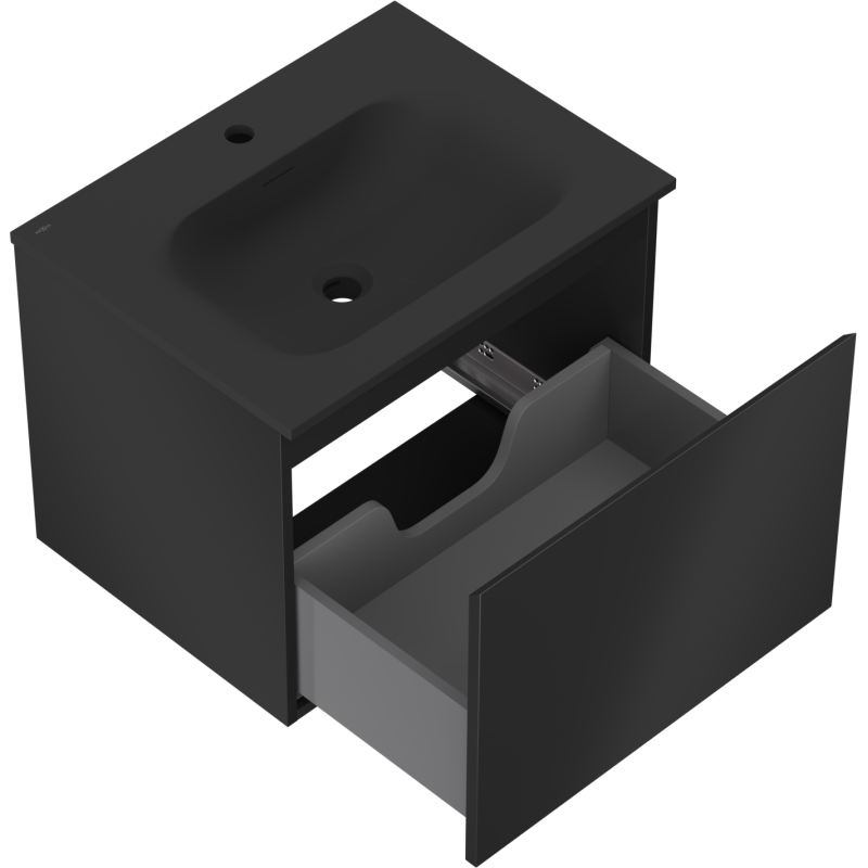 Mexen Orio meuble de salle de bain 60 cm avec lavabo Vela, 1 tiroir, noir mat - 91A10-06047-1-BF71-W23M71