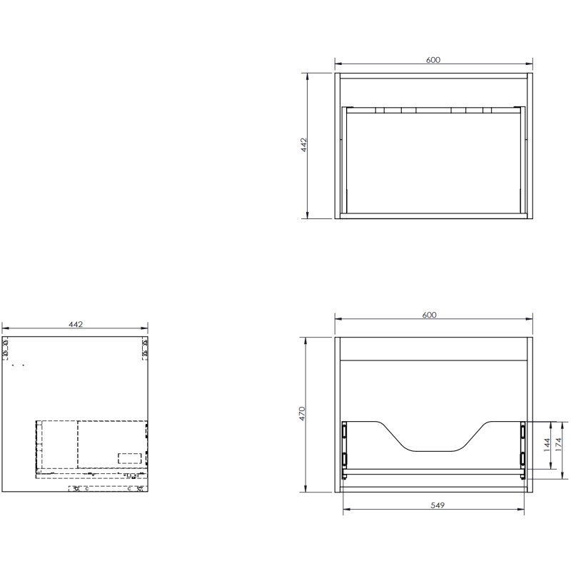 Mexen Orio meuble de salle de bain 60 cm avec lavabo Vela, 1 tiroir, noir mat - 91A10-06047-1-BF71-W23M71