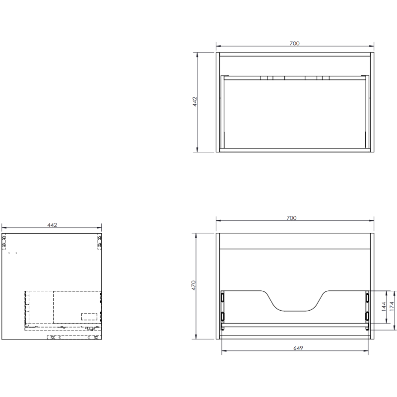 Mexen Orio armoire de salle de bain 70 cm avec lavabo Vela, 1 tiroir, blanc brillant - 91A10-07047-1-BF00-W23M00