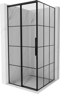 Mexen Rox cabine de douche coulissante gauche 100 x 100 cm, grille noire, noir - 8C2-100-100-70-77-L