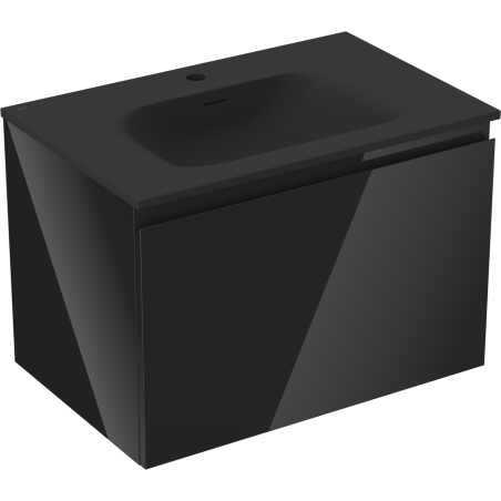 Mexen Orio meuble de salle de bain 70 cm avec lavabo Vela, 1 tiroir, noir brillant/noir mat - 91A10-07047-1-BF70-W23M71