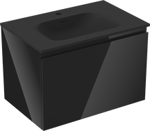 Mexen Orio meuble de salle de bain 70 cm avec lavabo Vela, 1 tiroir, noir brillant/noir mat - 91A10-07047-1-BF70-W23M71