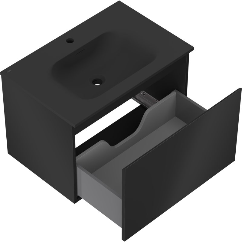 Mexen Orio armoire de salle de bain 70 cm avec lavabo Vela, 1 tiroir, noir mat - 91A10-07047-1-BF71-W23M71