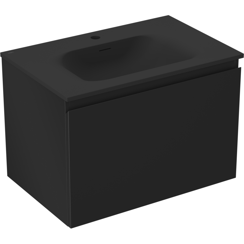 Mexen Orio meuble de salle de bain 70 cm avec lavabo Vela, 1 tiroir, noir mat - 91A10-07047-1-BF71-W23M71