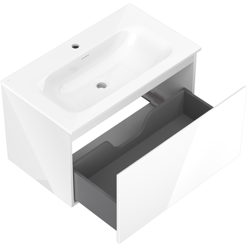 Mexen Orio meuble de salle de bain 80 cm avec lavabo Vela, 1 tiroir, blanc brillant - 91A10-08047-1-BF00-W23M00