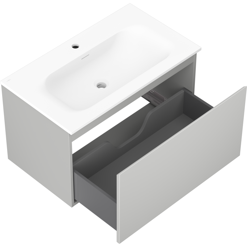 Mexen Orio meuble de salle de bain 80 cm avec lavabo Vela, 1 tiroir, gris mat/blanc mat - 91A10-08047-1-BF62-W23M01