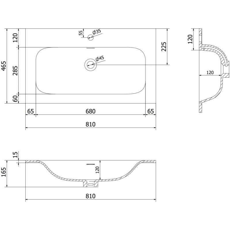 Mexen Orio meuble de salle de bain 80 cm avec lavabo Vela, 1 tiroir, gris mat/blanc mat - 91A10-08047-1-BF62-W23M01
