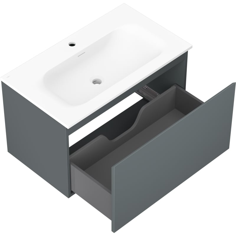 Mexen Orio meuble de salle de bains 80 cm avec lavabo Vela, 1 tiroir, graphite mat/blanc mat - 91A10-08047-1-BF66-W23M01